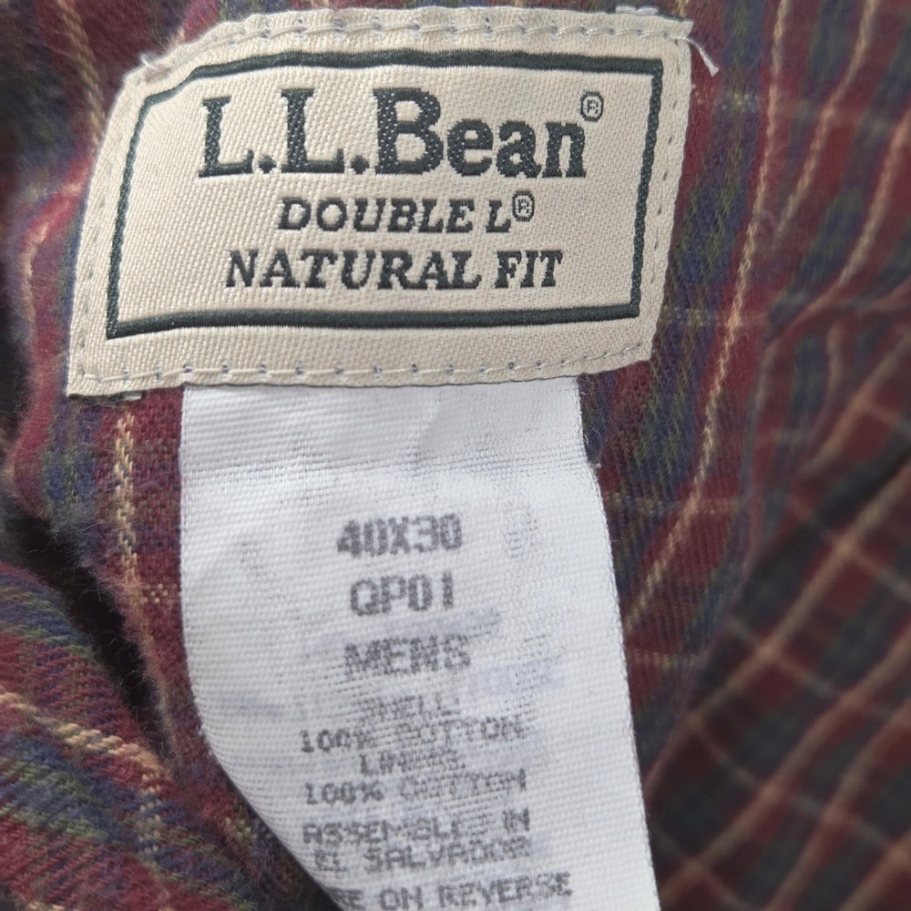 L.L. Bean Natural Fit Men's Flannel Lined Pants Khaki Beige 40x30 Outdoor Casual